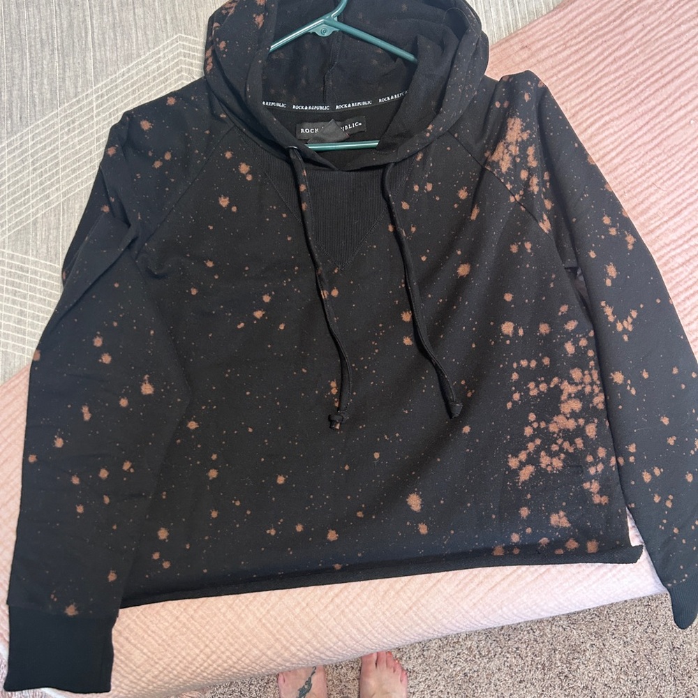 Rock & Republic Black Hoodie with Orange Accents